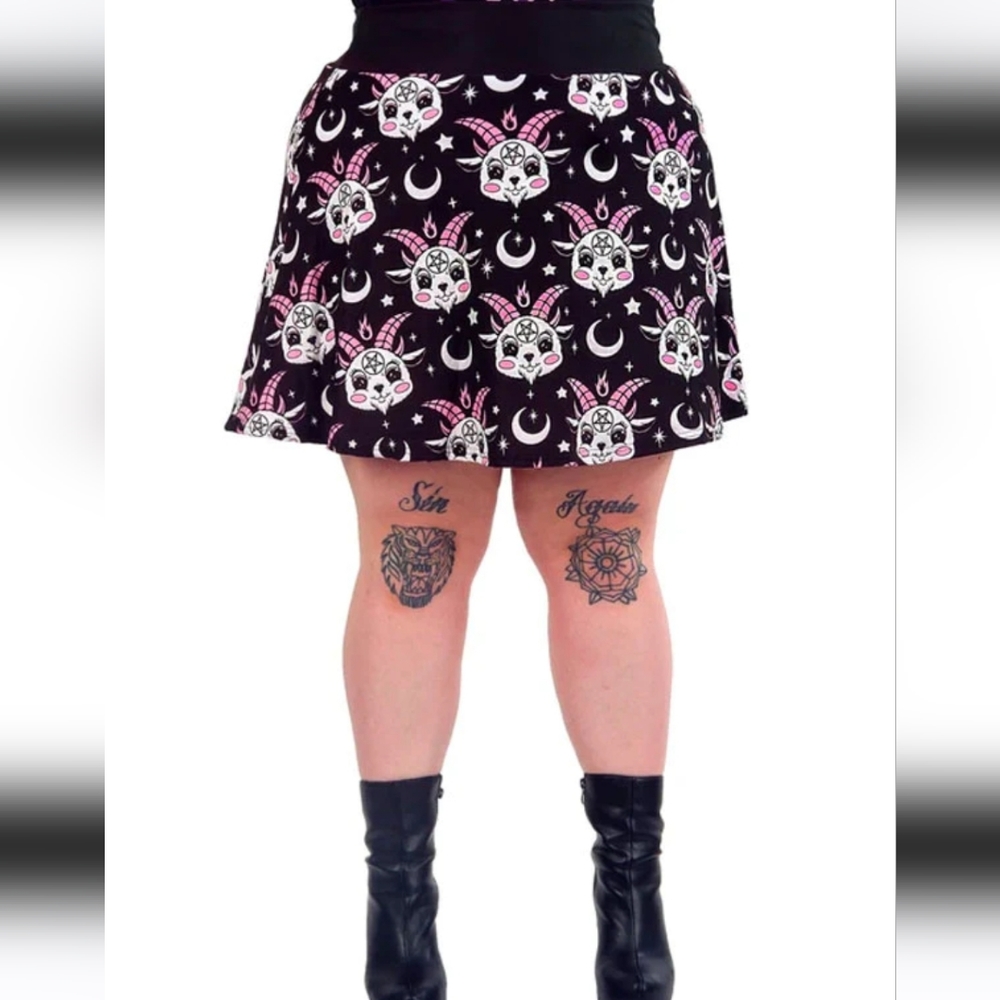 Too Fast Baby Baphomet Skater Skirt Large